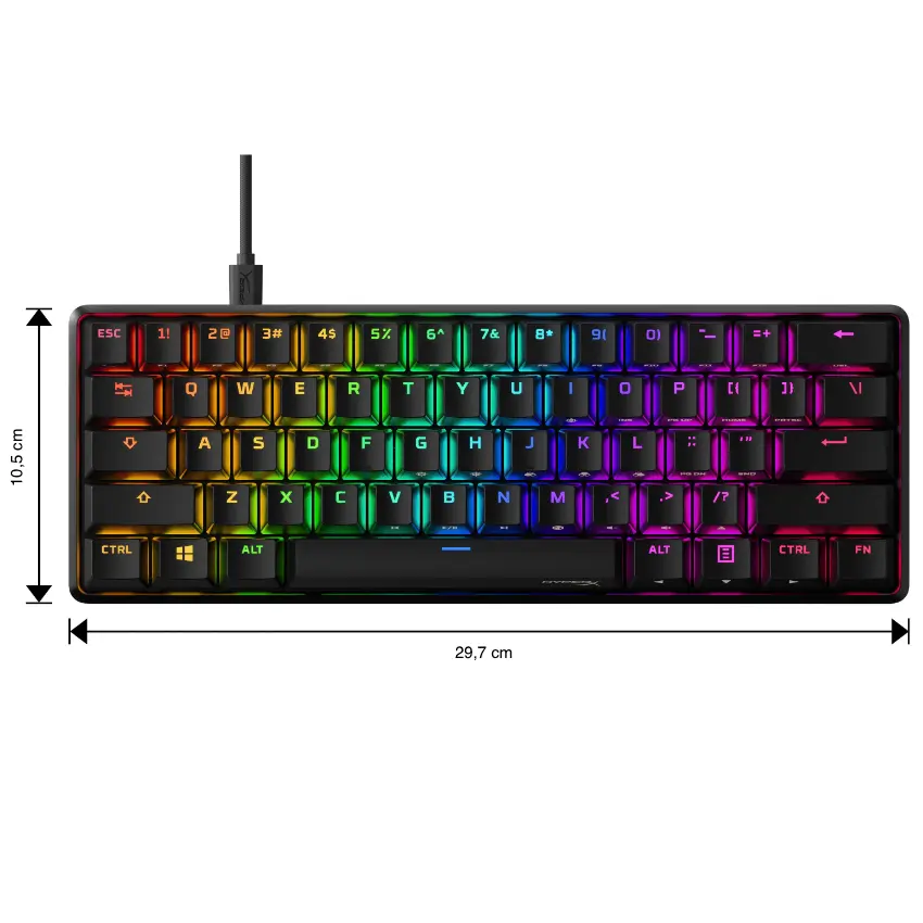 Teclado HyperX Alloy Origins 60, Iluminación LED, Interruptores Lineales HX Red, Gamer, Inglés