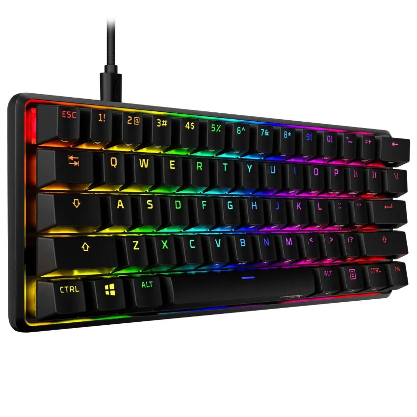Teclado HyperX Alloy Origins 60, Iluminación LED, Interruptores Lineales HX Red, Gamer, Inglés