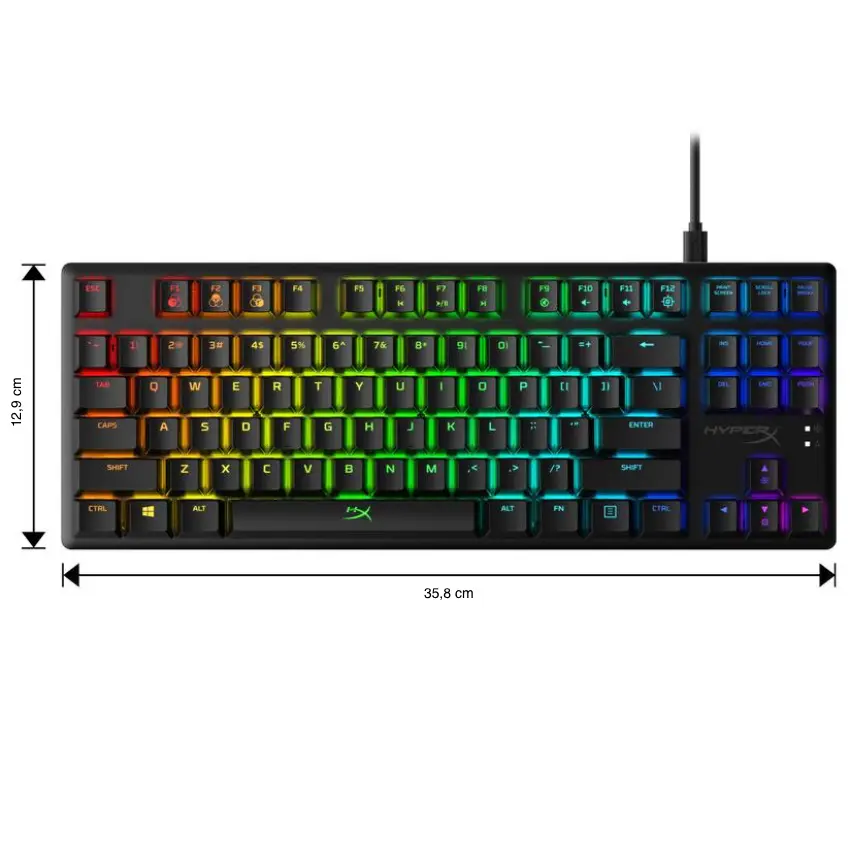 Teclado HyperX Alloy Origins Core, Iluminación LED, Interruptores Lineales HX Red, Gamer, Inglés