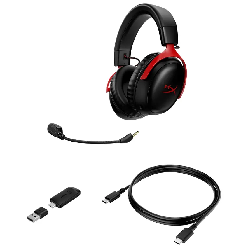 Auriculares Inalámbricos HyperX Cloud III Wireless, Gamer, Negro/Rojo