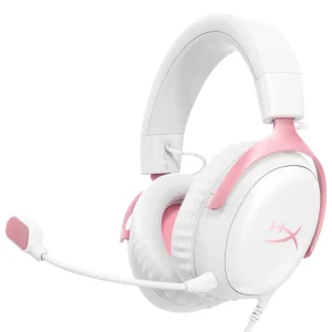 Auriculares HyperX Cloud III, Gamer, USB, Mini Plug 3.5mm, Blanco/Rosa