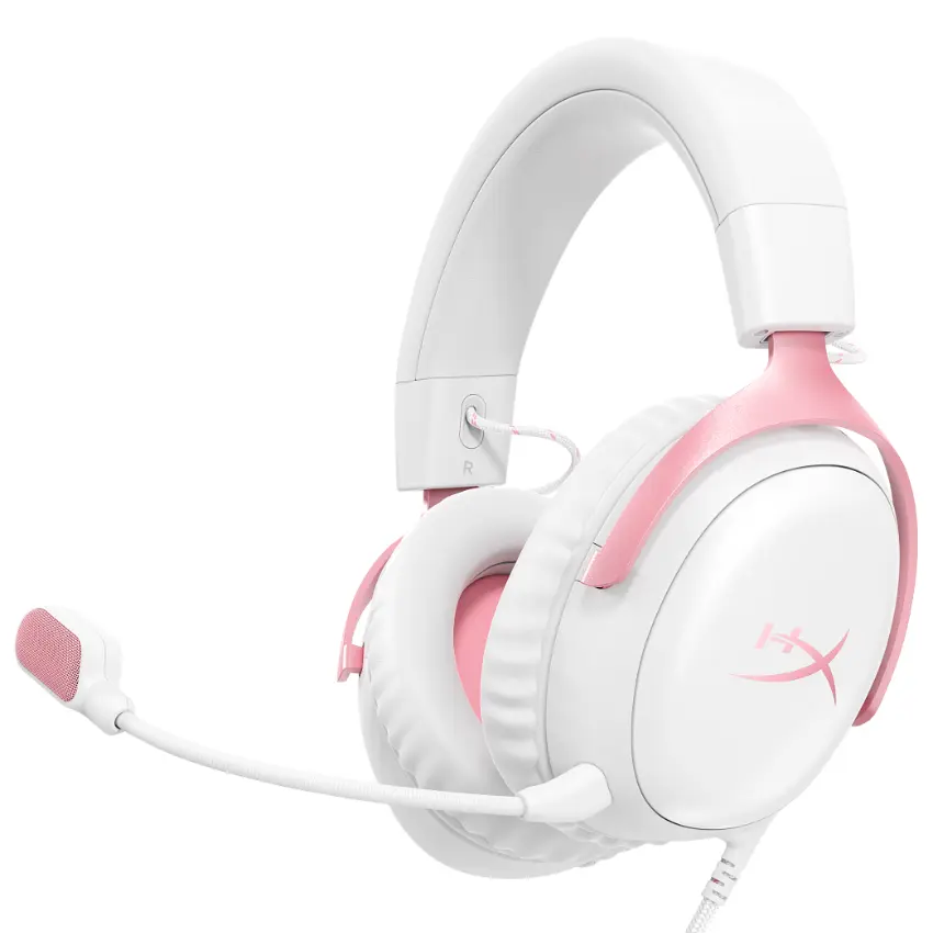 Auriculares HyperX Cloud III, Gamer, USB, Mini Plug 3.5mm, Blanco/Rosa