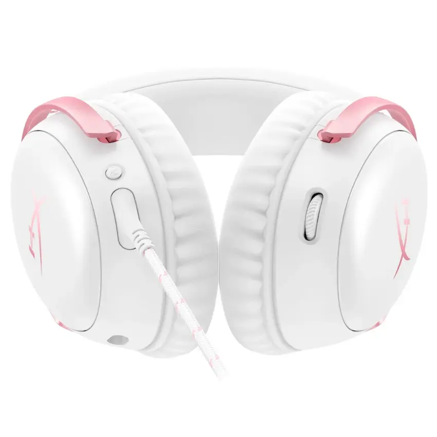 Auriculares HyperX Cloud III, Gamer, USB, Mini Plug 3.5mm, Blanco/Rosa