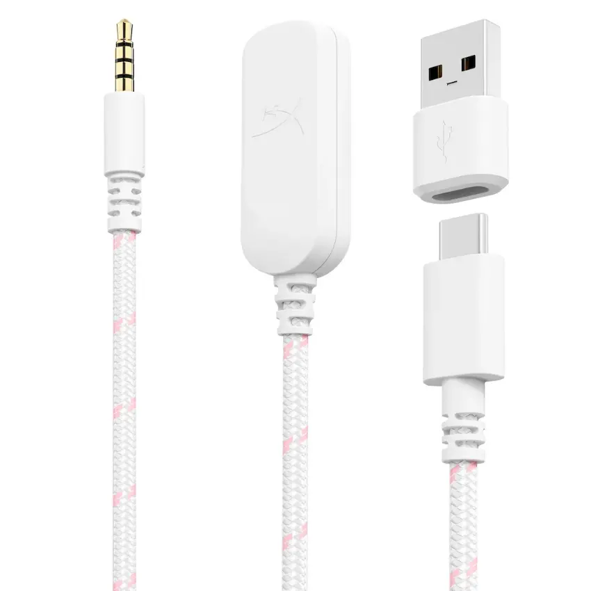 Auriculares HyperX Cloud III, Gamer, USB, Mini Plug 3.5mm, Blanco/Rosa