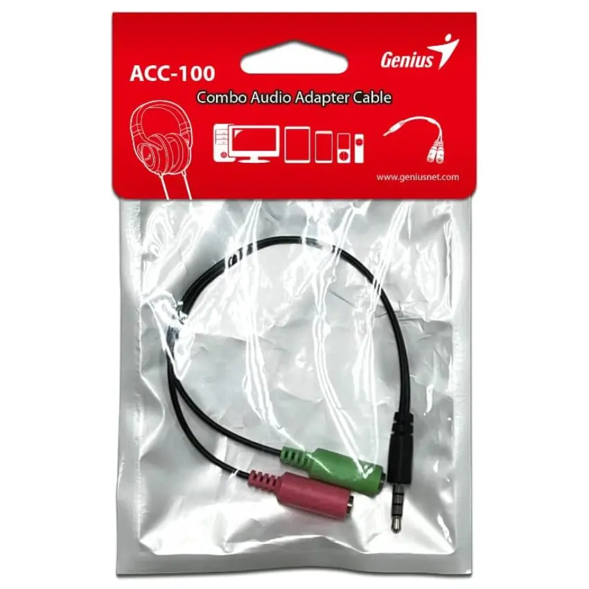 Adaptador Mini Plug 3.5 mm a 2 Mini Jack 3.5 mm Genius ACC-100
