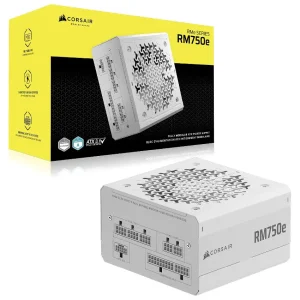 Fuente de alimentación modular Corsair RM750e, 750W, 80 PLUS Gold, Blanco