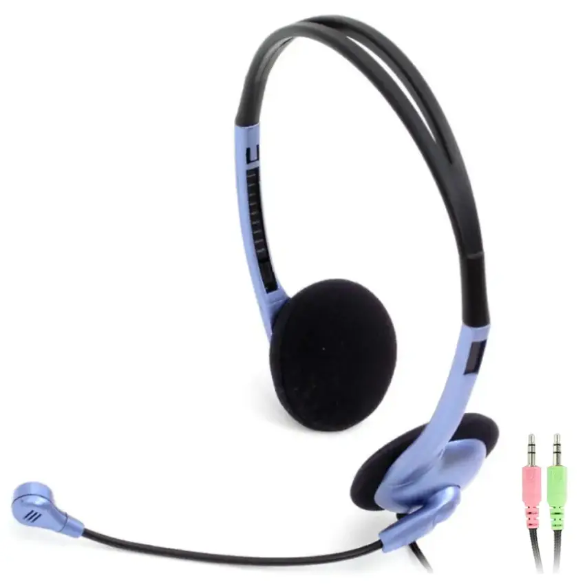 Auriculares Genius HS-02B, Doble Mini Plug 3.5mm, Azul