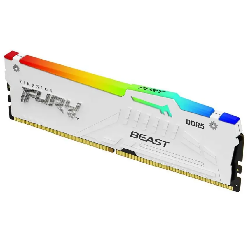 Memoria Kingston FURY Beast, DDR5, RGB, UDIMM, Blanco Memoria Kingston FURY Beast, DDR5, RGB, UDIMM, Blanco