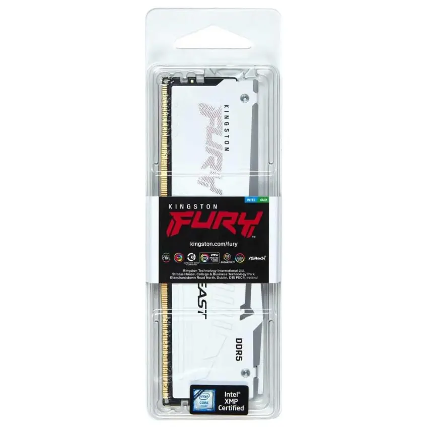 Memoria Kingston FURY Beast, DDR5, RGB, UDIMM, Blanco Memoria Kingston FURY Beast, DDR5, RGB, UDIMM, Blanco