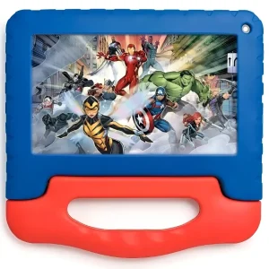 Tablet Multilaser Kids Avengers, 7″, Quad-Core 1.5GHz, 2GB RAM, 32GB eMMC, Wi-Fi, Android 11 Go, Azul/Rojo