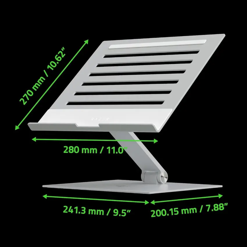 Soporte Portátil Razer Adjustable Laptop Stand, Admite Notebooks y Dispositivos de Hasta 18", Plateado Soporte Portátil Razer Adjustable Laptop Stand, Admite Notebooks y Dispositivos de Hasta 18", Plateado