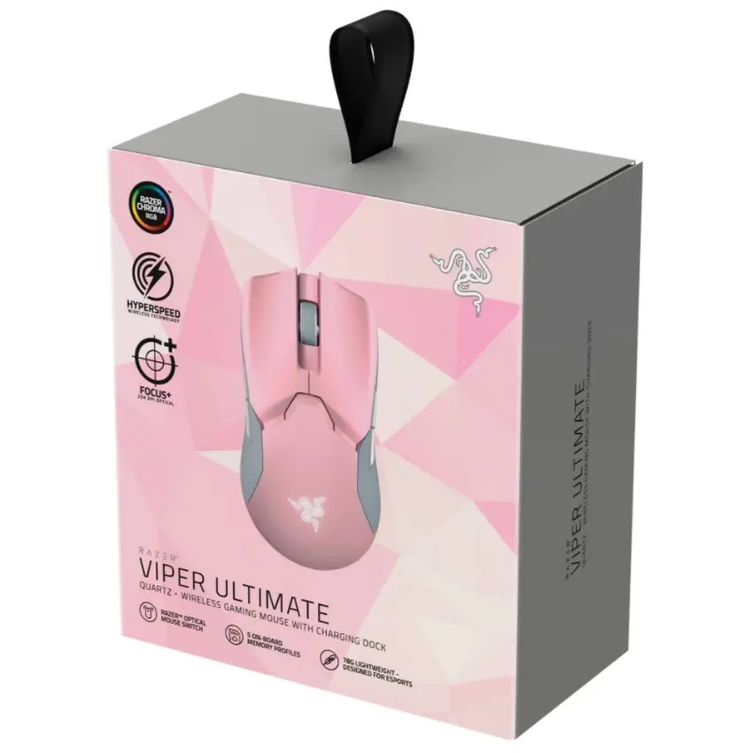 Mouse Inalámbrico Razer Viper Ultimate con Base de Carga, Gamer, Quartz, Rosa Mouse Inalámbrico Razer Viper Ultimate con Base de Carga, Gamer, Quartz, Rosa