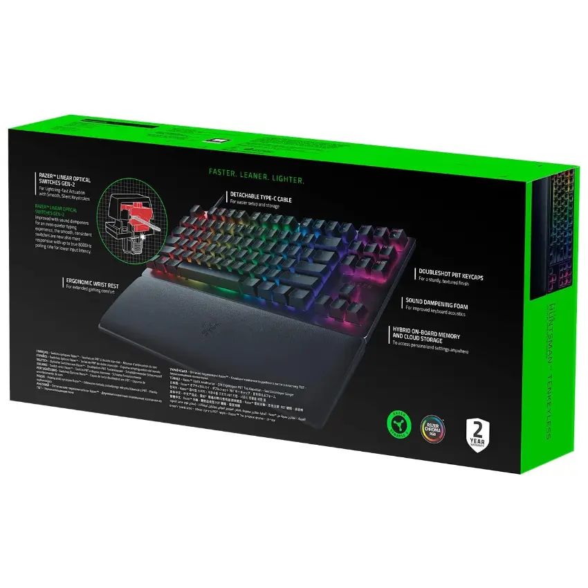 Teclado Razer Huntsman V2 TKL, Chroma RGB, Mecánico, Gamer, Purple Switch, Inglés Teclado Razer Huntsman V2 TKL, Chroma RGB, Mecánico, Gamer, Purple Switch, Inglés