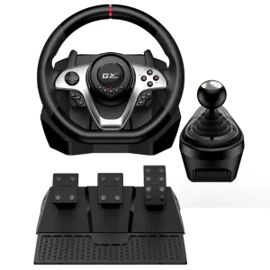 Volante Genius SpeedMaster X1, Con Pedalera y Palanca de Cambios, Xbox One, PS3, PS4, PC