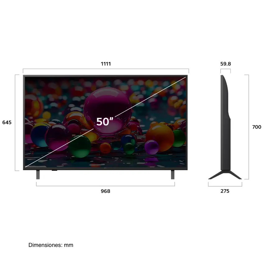 Smart TV LG UHD AI UA80, 50", 3840x2160, 4K Ultra HD, HDR10 Pro, HDMI, webOS 25 Smart TV LG UHD AI UA80, 50", 3840x2160, 4K Ultra HD, HDR10 Pro, HDMI, webOS 25