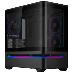 Gabinete ASUS Prime AP202 ARGB, Micro-ATX, Sin Fuente, Vidrio Templado, 3 Fan 12 cm ARGB, Negro