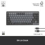 Teclado Inalámbrico Logitech MX Mechanical Mini, Mecánico, Gamer, Táctil, Español, Gris Oscuro