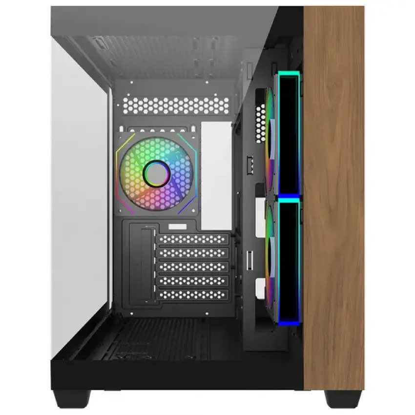 Gabinete Cooler Master Elite 481 Wood, Micro-ATX, Sin Fuente, 2 Vidrios Templados, 3 Fan 12 cm ARGB, Negro Gabinete Cooler Master Elite 481 Wood, Micro-ATX, Sin Fuente, 2 Vidrios Templados, 3 Fan 12 cm ARGB, Negro
