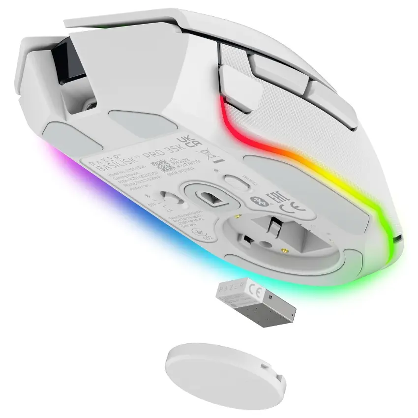 Mouse Inalámbrico Razer Basilisk V3 Pro 35K, Gamer, Blanco