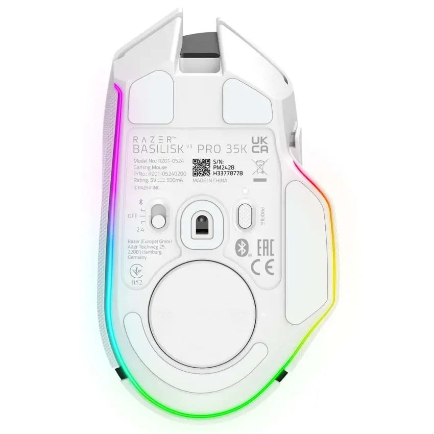 Mouse Inalámbrico Razer Basilisk V3 Pro 35K, Gamer, Blanco