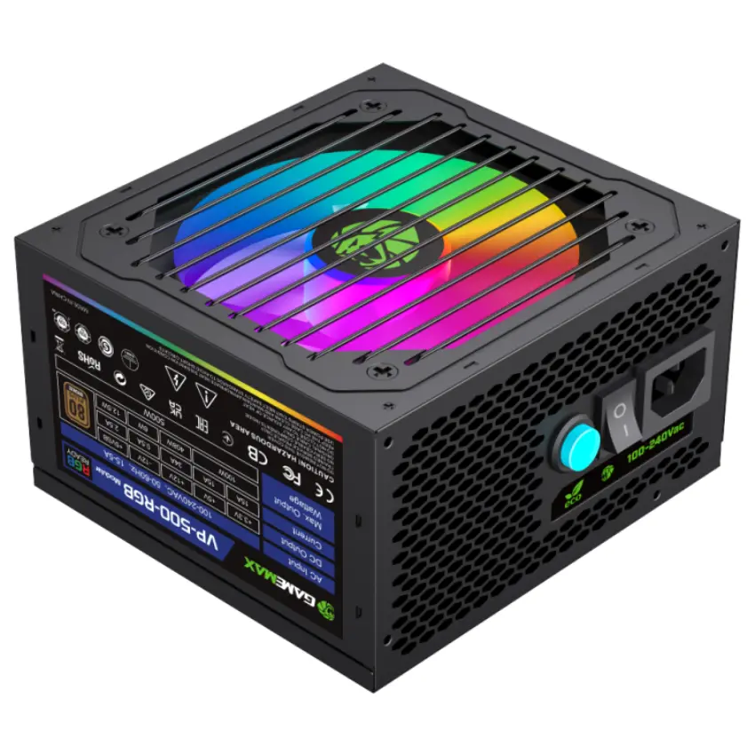 Fuente de alimentación semi modular GameMax VP-500-RGB-M, 500W, 80 PLUS Bronze Fuente de alimentación semi modular GameMax VP-500-RGB-M, 500W, 80 PLUS Bronze