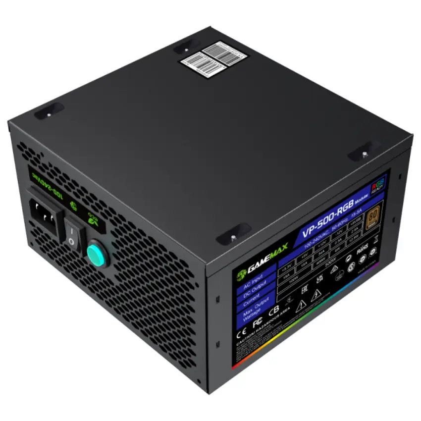 Fuente de alimentación semi modular GameMax VP-500-RGB-M, 500W, 80 PLUS Bronze Fuente de alimentación semi modular GameMax VP-500-RGB-M, 500W, 80 PLUS Bronze