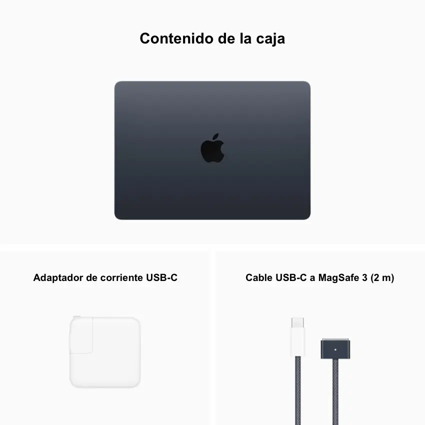 Apple MacBook Air de 13", Chip M2, 24GB RAM, 512GB SSD, Midnight, Azul Oscuro