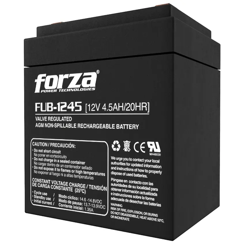 Batería Recargable Forza FUB-1245, Sellada, Plomo-ácido, 12 V / 4.5 Ah