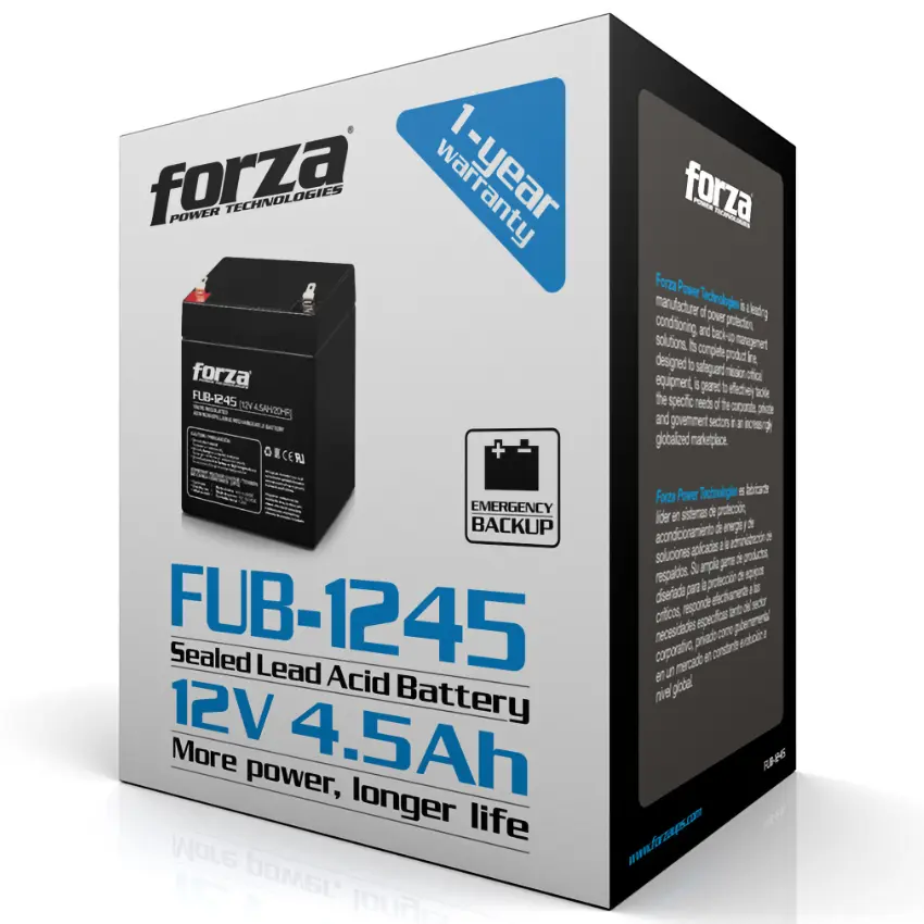 Batería Recargable Forza FUB-1245, Sellada, Plomo-ácido, 12 V / 4.5 Ah