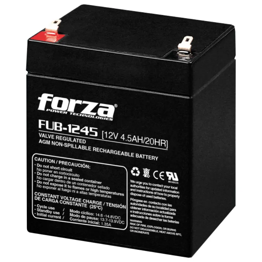 Batería Recargable Forza FUB-1245, Sellada, Plomo-ácido, 12 V / 4.5 Ah