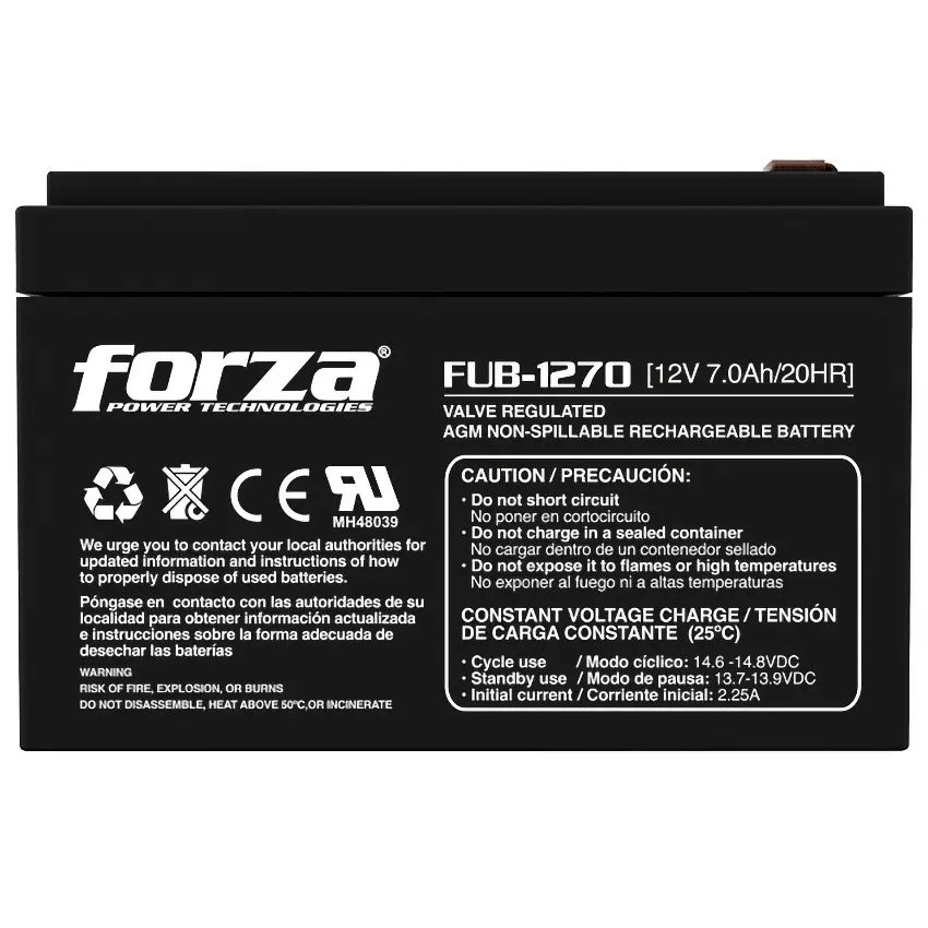 Batería Recargable Forza FUB-1270, Sellada, Plomo-ácido, 12 V / 7 Ah