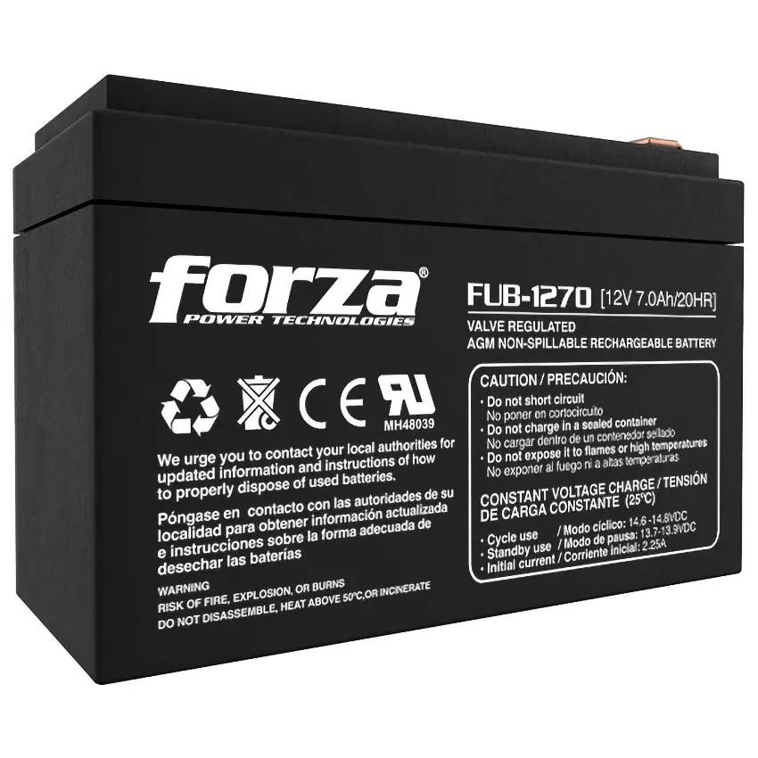 Batería Recargable Forza FUB-1270, Sellada, Plomo-ácido, 12 V / 7 Ah
