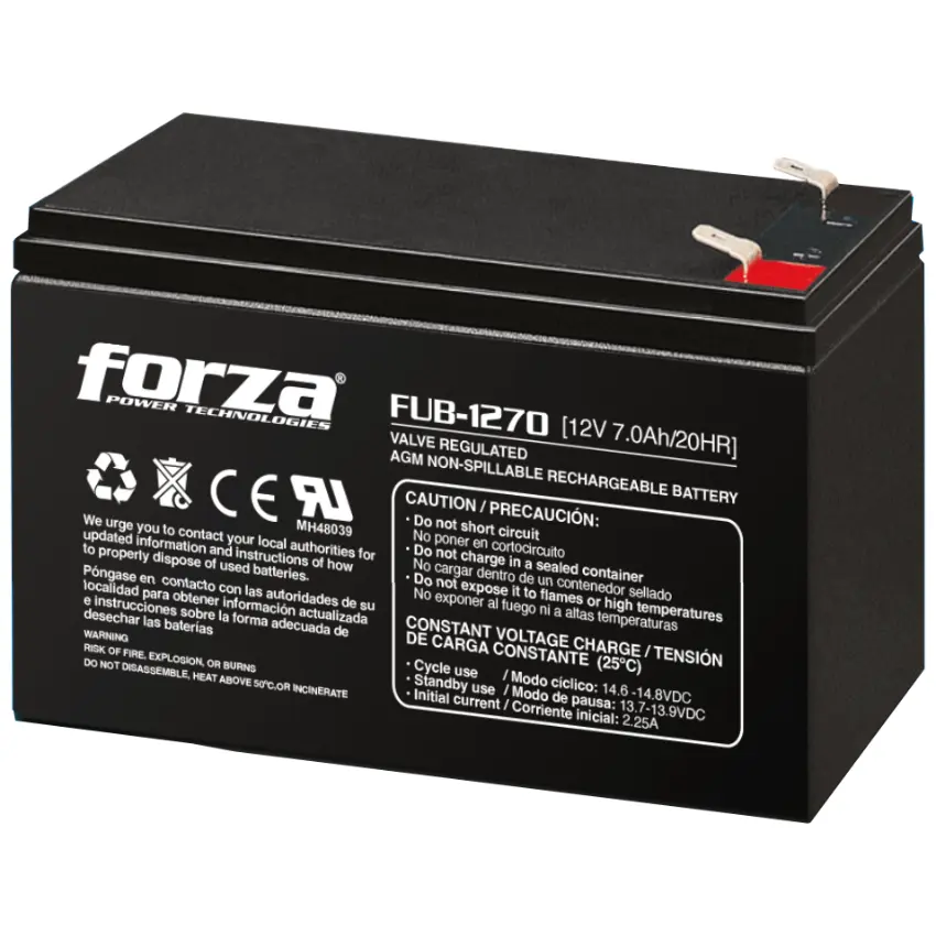Batería Recargable Forza FUB-1270, Sellada, Plomo-ácido, 12 V / 7 Ah