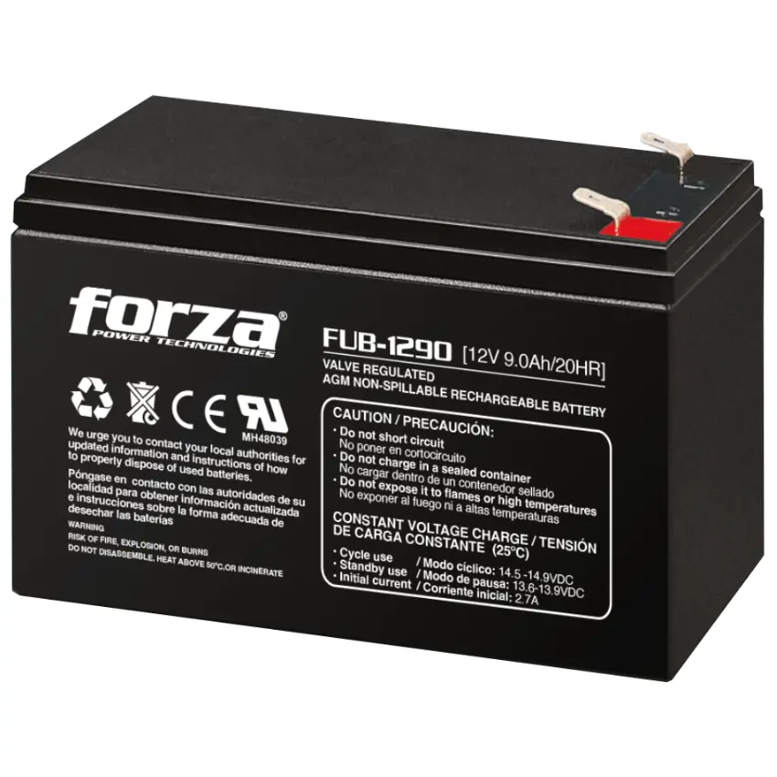 Batería Recargable Forza FUB-1290, Sellada, Plomo-ácido, 12 V / 9 Ah