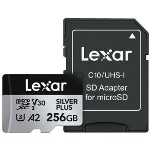 Tarjeta de Memoria microSDXC Lexar SILVER PLUS 256GB, UHS-I, U3, V30, A2, Clase 10
