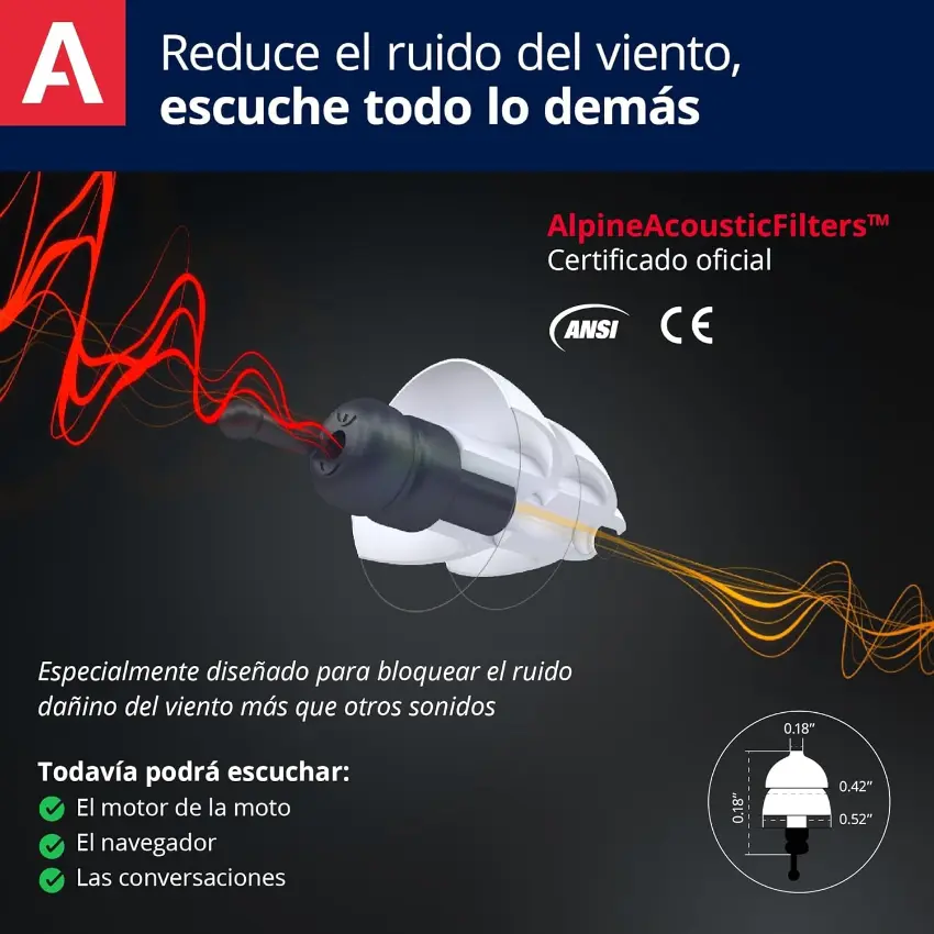 Protectores Auditivos Alpine MotoSafe Tour, Blanco, Con Estuche