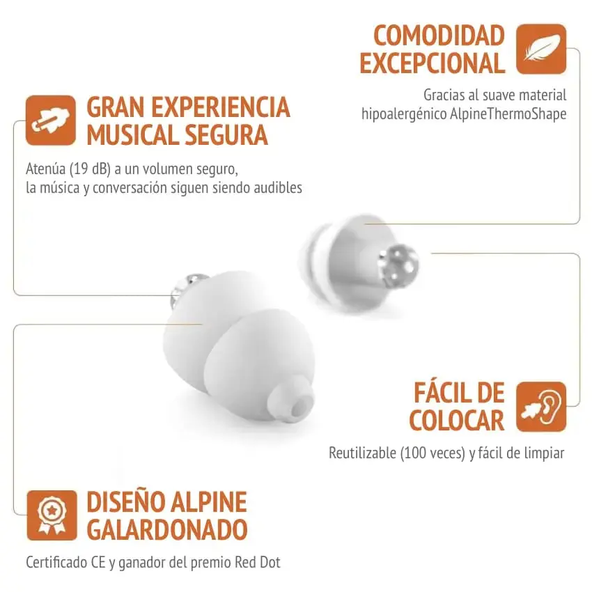 Protectores Auditivos Alpine PartyPlug, Transparente, Con Estuche