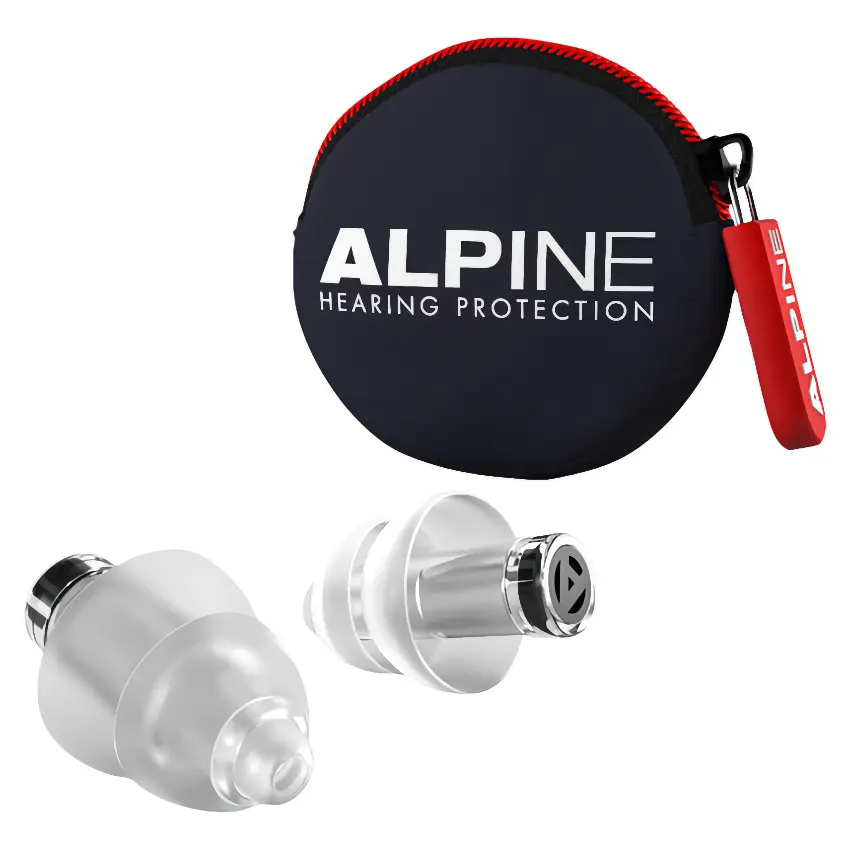 Protectores Auditivos Alpine PartyPlug Pro, Transparente, Con Estuche, Cordón, Spray de Limpieza