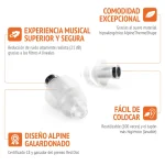 Protectores Auditivos Alpine PartyPlug Pro, Transparente, Con Estuche, Cordón, Spray de Limpieza
