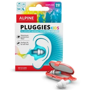 Protectores Auditivos Alpine Pluggies Kids, Gris Claro, Con Estuche