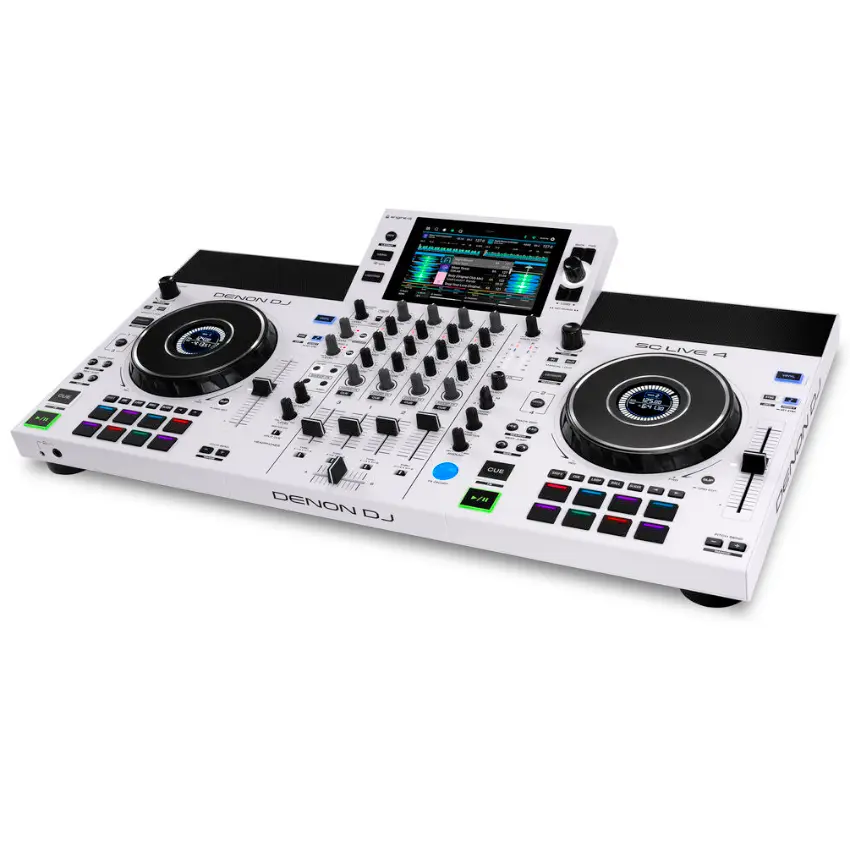 Denon DJ SC LIVE 4 Sistema Autónomo de 4 Decks con Pantalla Táctil de 7", Altavoces Integrados y Wi-Fi, Blanca