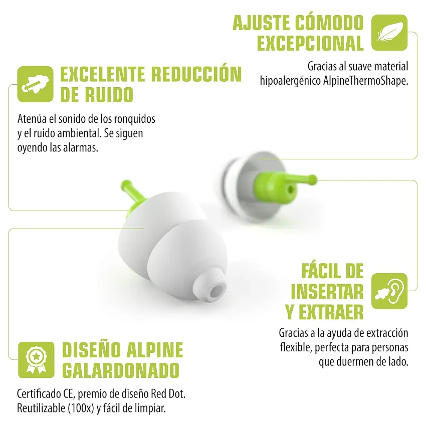 Protectores Auditivos Alpine SleepSoft, Blanco, Con Estuche Protectores Auditivos Alpine SleepSoft, Blanco, Con Estuche