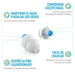Protectores Auditivos Alpine SwimSafe, Blanco, Con Estuche