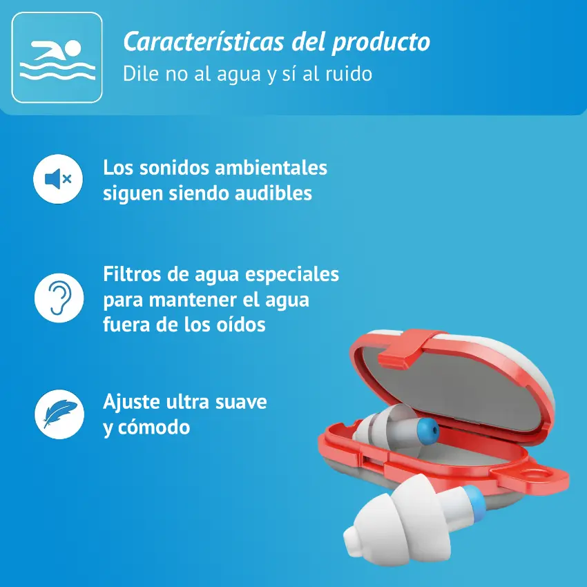 Protectores Auditivos Alpine SwimSafe, Blanco, Con Estuche Protectores Auditivos Alpine SwimSafe, Blanco, Con Estuche