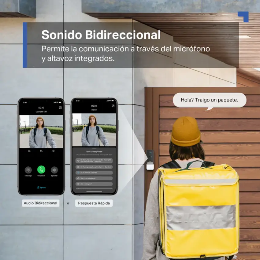 Kit de Timbre con Cámara TP-Link Tapo D230S1, Video 2K 5MP, Batería, Visión Nocturna a Color Kit de Timbre con Cámara TP-Link Tapo D230S1, Video 2K 5MP, Batería, Visión Nocturna a Color