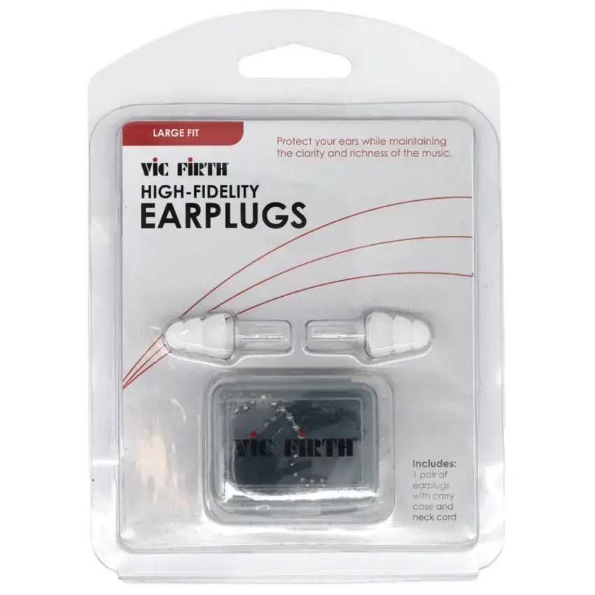 Protectores Auditivos Vic Firth Vic Ear, Blanco, Tamaño Grande, Con Estuche Protectores Auditivos Vic Firth Vic Ear, Blanco, Tamaño Grande, Con Estuche