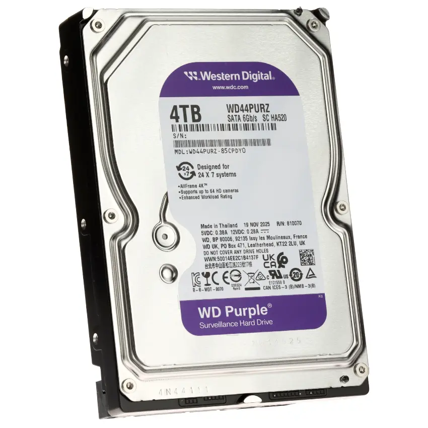 Disco Interno Western Digital Purple 4TB SATA3 5400rpm 128MB Cache 3.5" Disco Interno Western Digital Purple 4TB SATA3 5400rpm 128MB Cache 3.5"