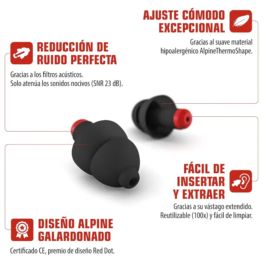 Protectores Auditivos Alpine WorkSafe, Negro, Con Estuche
