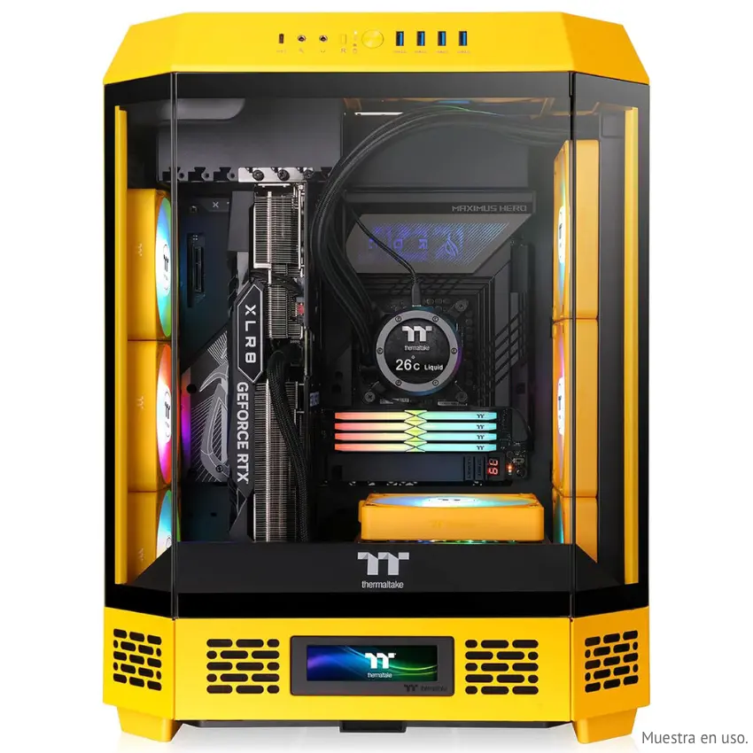Gabinete Thermaltake The Tower 600, ATX, Sin Fuente, 3 Vidrios Templados, 2 Fan 14 cm, Bumblebee, Amarillo