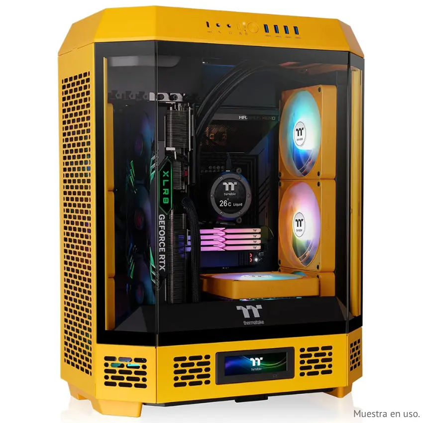 Gabinete Thermaltake The Tower 600, ATX, Sin Fuente, 3 Vidrios Templados, 2 Fan 14 cm, Bumblebee, Amarillo